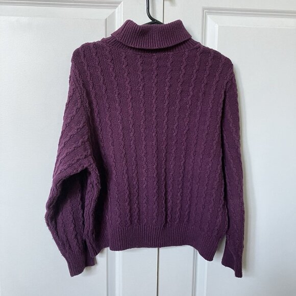 Vintage Parkhurst Turtleneck Sweater Womens Purple Cable Knit Made in Canada - Picture 7 of 7
